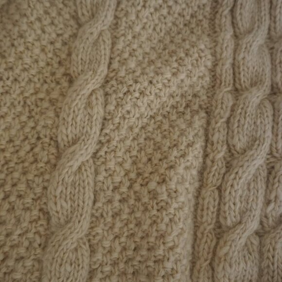 Vintage Yeti Cream Hand Knit Cable Knit Wool Crewneck Sweater XL - Picture 7 of 9